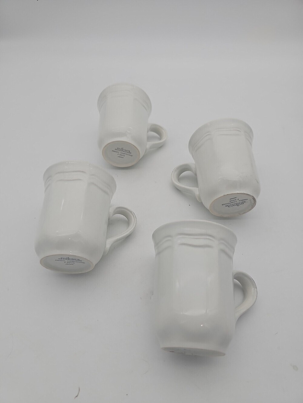 Mikasa French Countryside F9000 Coffee/Tea Cups 3.5" White Vintage Set of 4